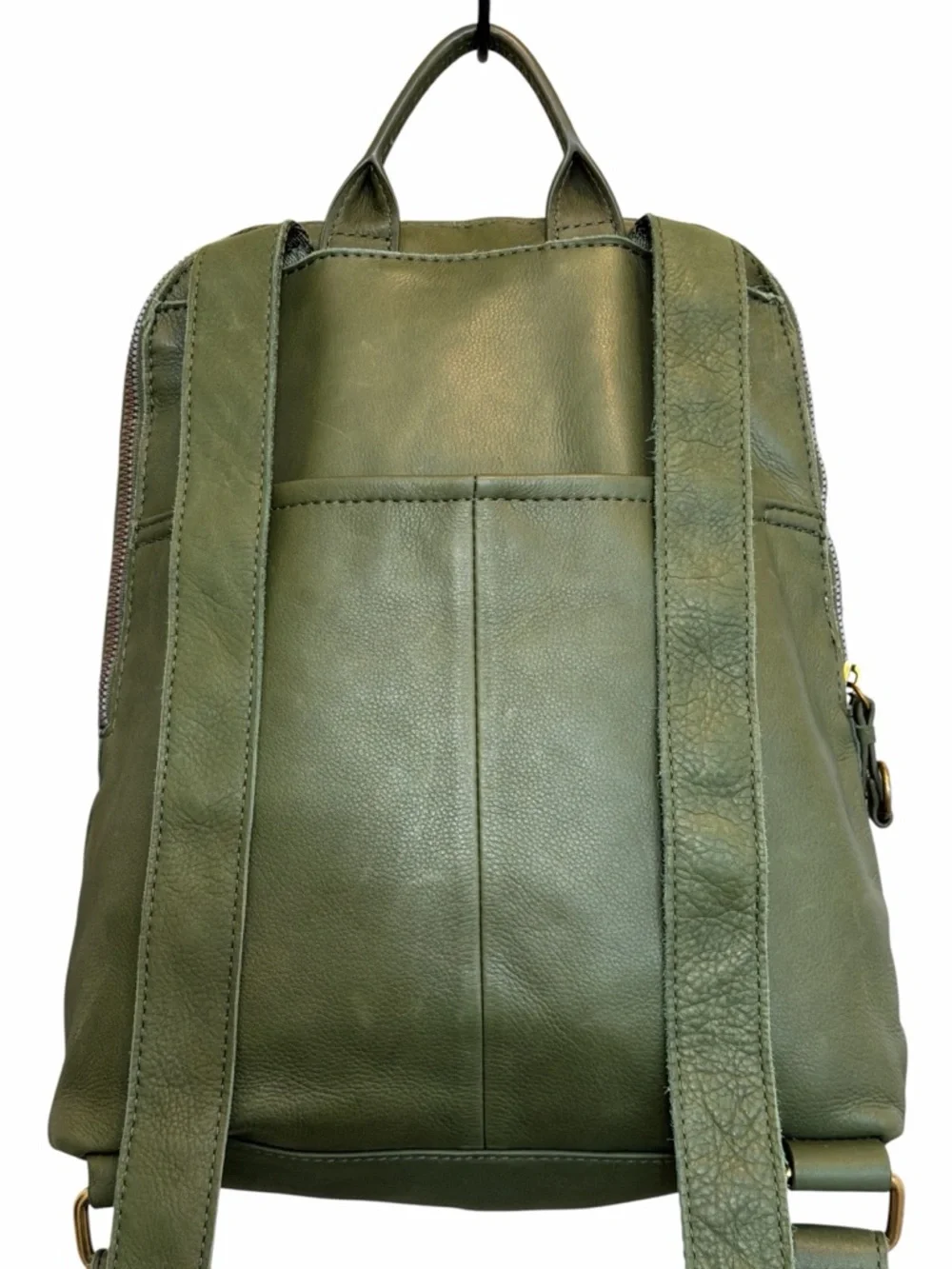 American Leather Co Olive Green Convertible Leather Backpack Soft Distressed